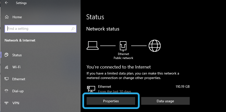 network status - whats my ip address